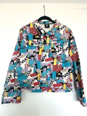 Lazy Oaf Bright Multicolor Graphic Button Jacket